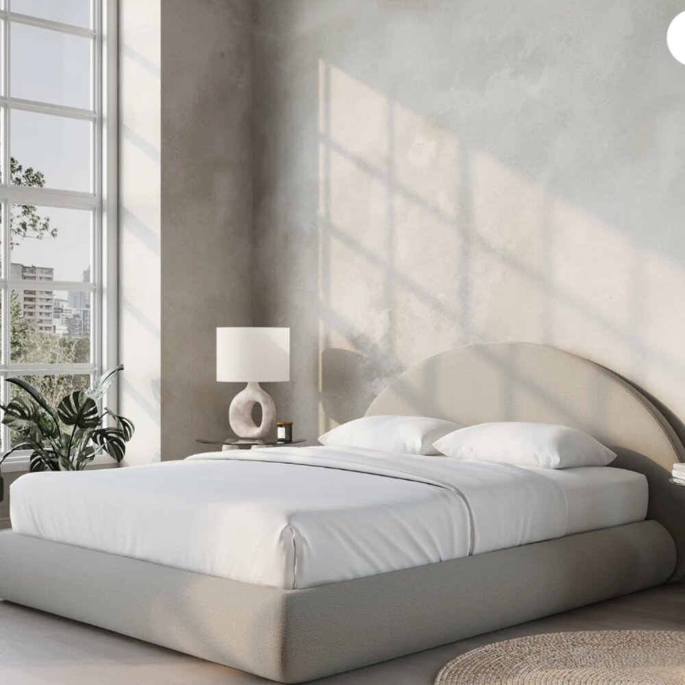 SOFTFRAME Design: Luna Set: Bed Frame + Headboard Cal King in Moon